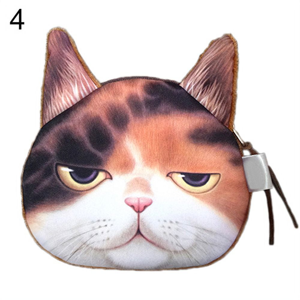 Cat Face Coin Purse, Cute Cartoon Animal Soft Plush Zipper Wallet Bag With  Pendant Charm From Superhero2, $0.73 | DHgate.Com